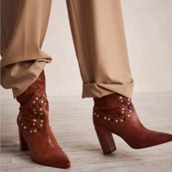 Free People Shoes - Free People Studded Dakota Boots (Red) - Hardly Worn
